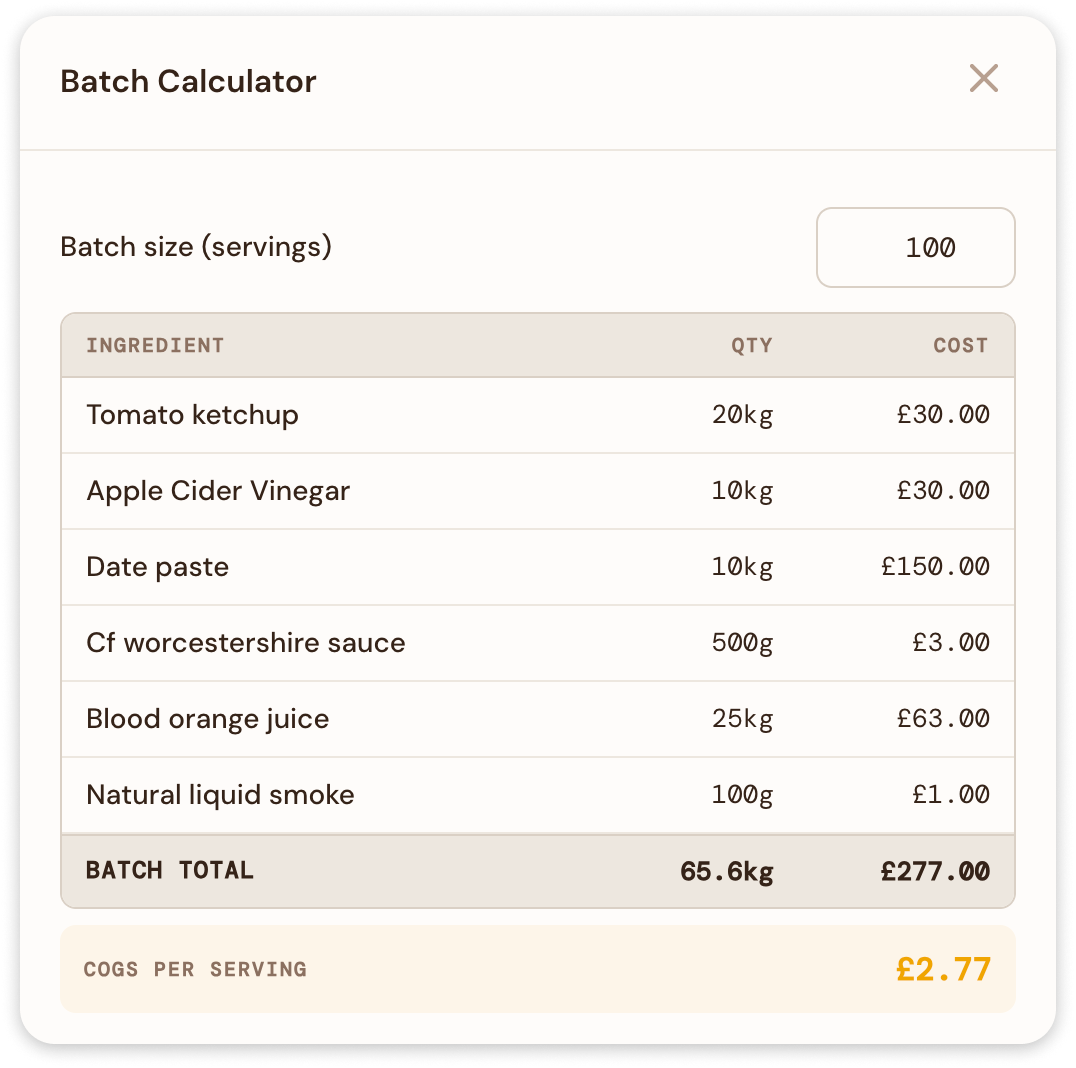 Automatic specification generation from recipe data